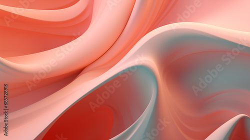 Sculpted elegance  3D abstract soft curves and colors