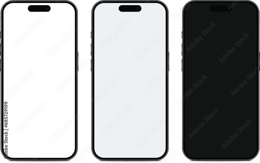 Gray vector mobile phones with different blank screens. Gray vector mobile phones with different blank screens.