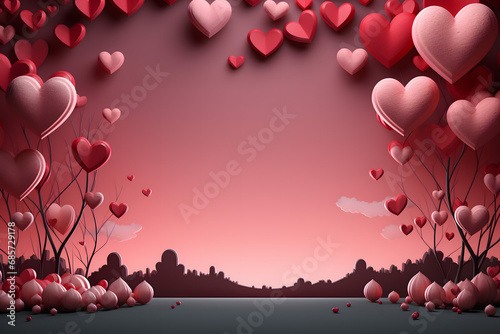 valentines day background, social media background for vday, full of romance cards with love, red rose and candles	 photo