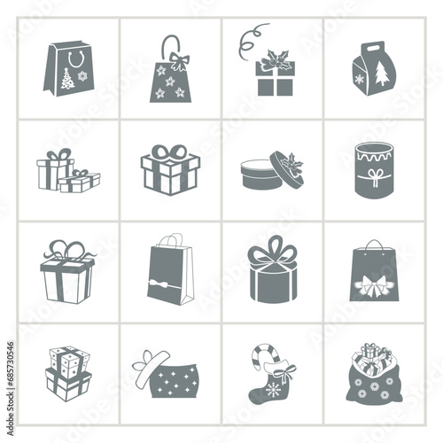 christmas gift icon set. Gift set icon set