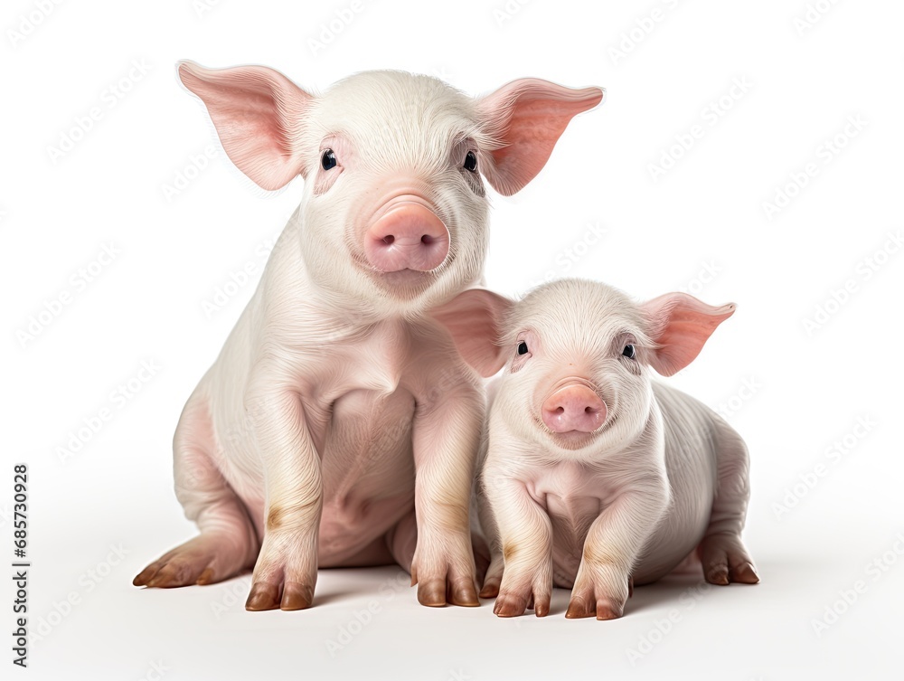 Fototapeta premium Embrace luck and joy with the endearing Lucky Piglets, bringing a touch of whimsy to your surroundings. Generativ ai.