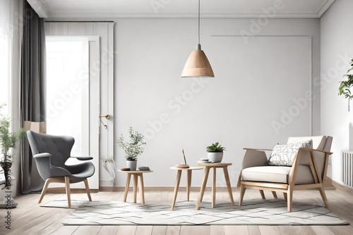 modern living room with armchair scandinavian style interior design © Mazhar