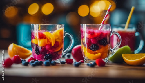 Delizia Fruttata- Un Mix di Frutta in un Bicchiere Rinfrescante photo