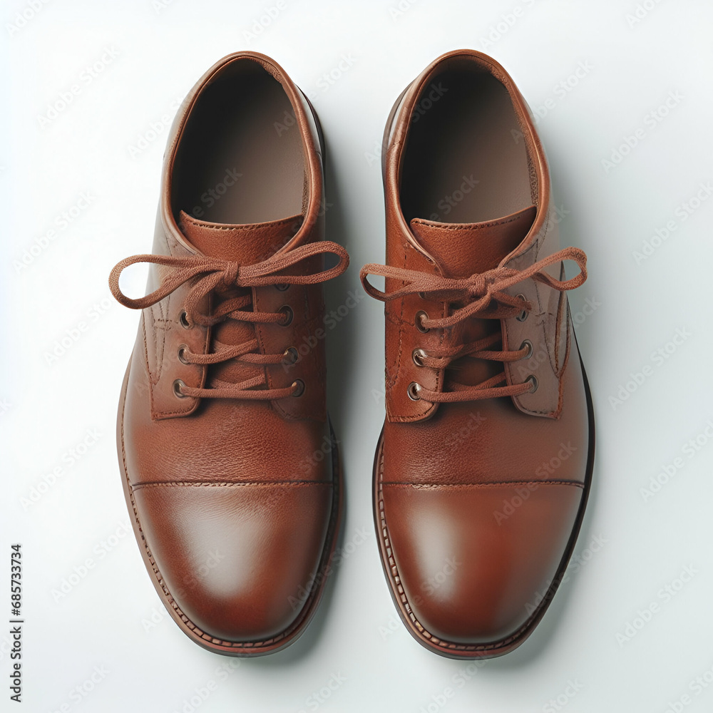Pair of brown leather shoes isolated on white background Pair of brown leather shoes isolated on white background