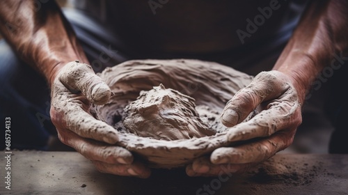 A close-up of a potter's hands shaping a lump of clay into a beautifully textured bowl, highlighting the transformative process of turning raw material into functional art.