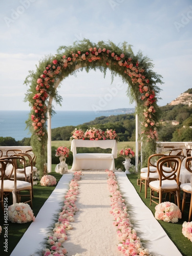 wedding decoration with flower arch