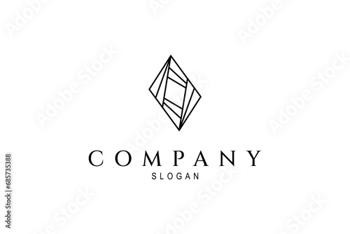 Abstract jewelry logo design in line art style concept