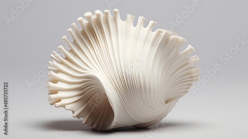 Exquisitely crafted scaled model resembling a delicate white sea shell. Detailed craftsmanship, scaled replica, delicate design, meticulous detailing. Generated by AI.