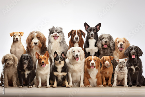 Group of dogs different breeds. Generative AI © Nomad_Soul
