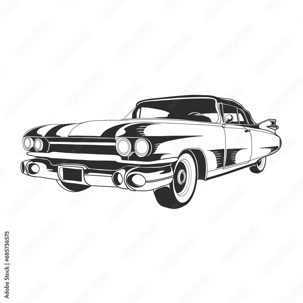 Outline illustration design of a vintage car 67