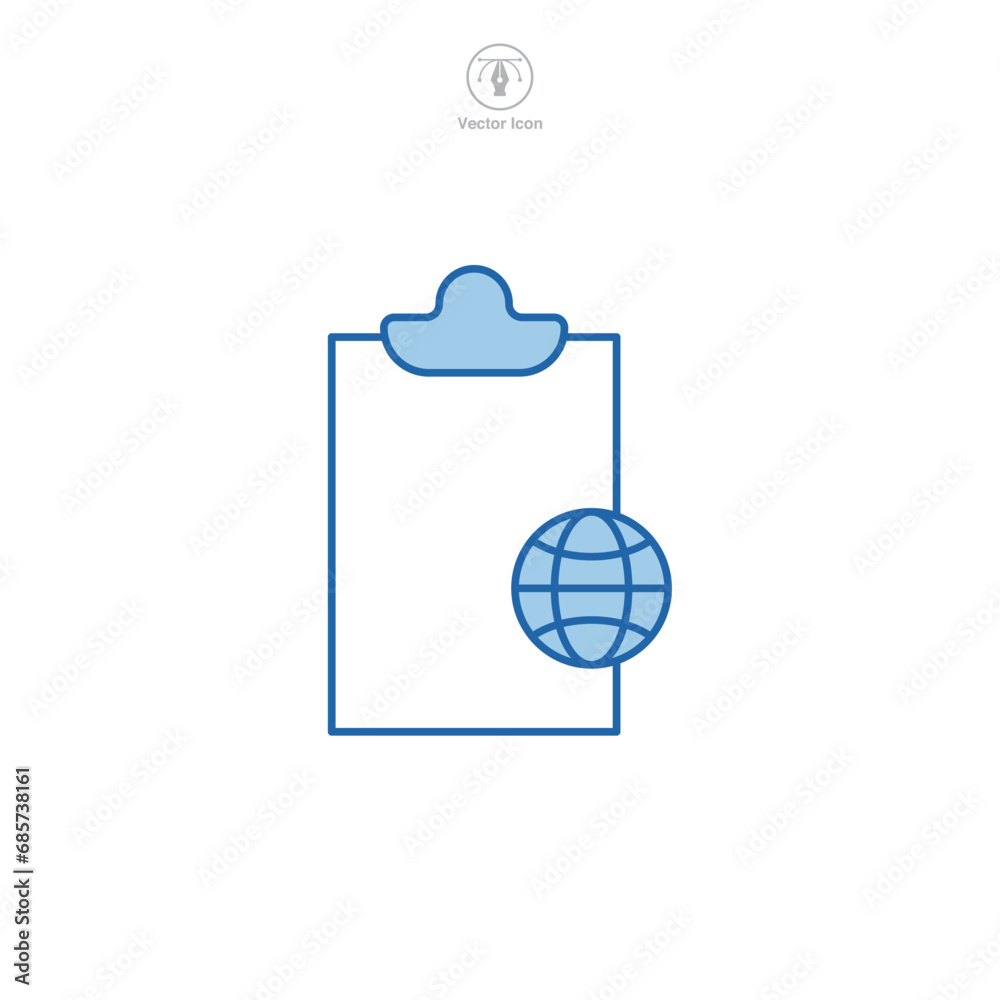 Document with a Globe Icon symbol vector illustration isolated on white background