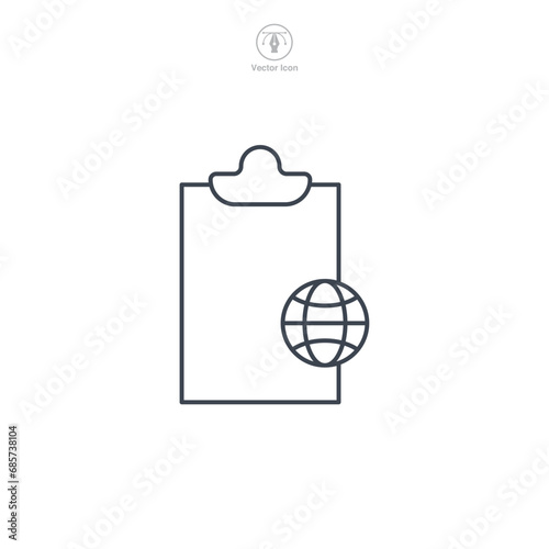 Document with a Globe Icon symbol vector illustration isolated on white background