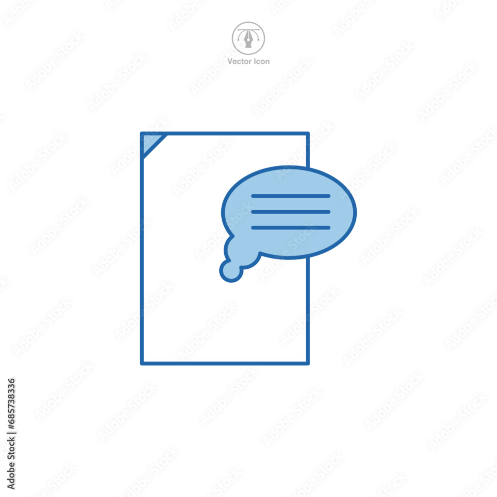Speech bubble over Document Icon symbol vector illustration isolated on white background Speech bubble over Document Icon symbol vector illustration isolated on white background
