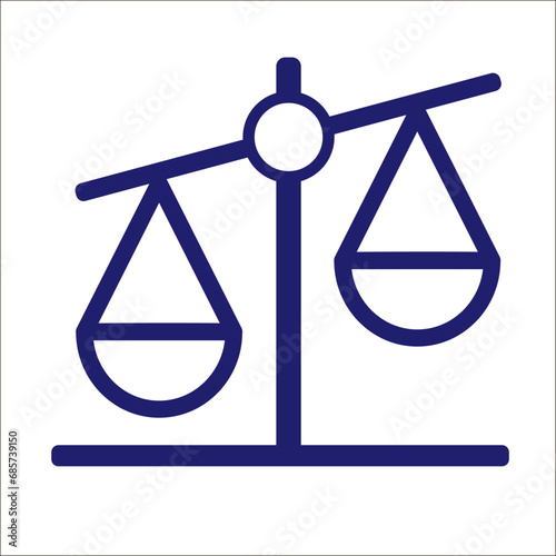 Scale icon, balance vector on white
