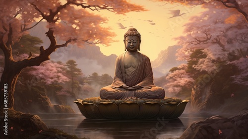 Buddha's journey to enlightenment, capturing moments of realization