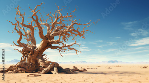 Trees dying in dry areas because of climate change and global warming, global warming concept.