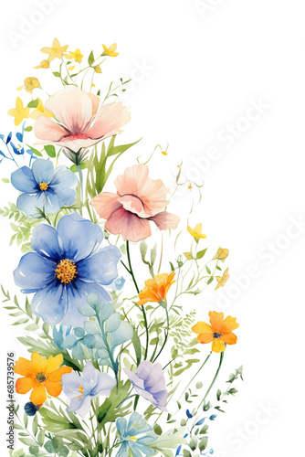 watercolor wildflower bouquet transparent background