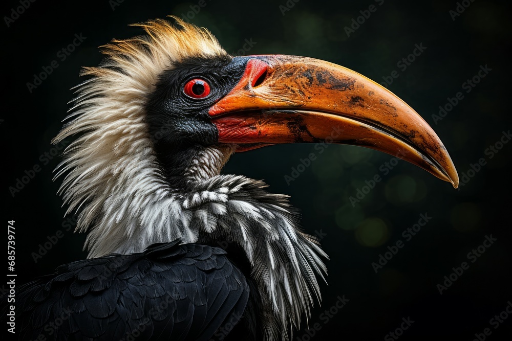 Obraz premium Long-lived Hornbill bird. Sumatra fauna bill. Generate Ai