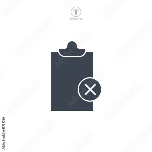 Cross Mark on Document Icon symbol vector illustration isolated on white background