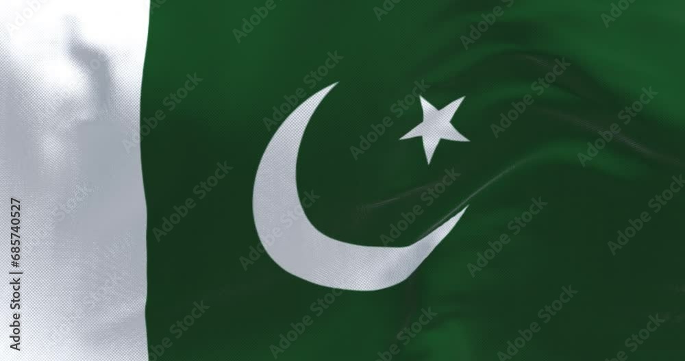 Close-up of Pakistan National flag waving Close-up of Pakistan National flag waving