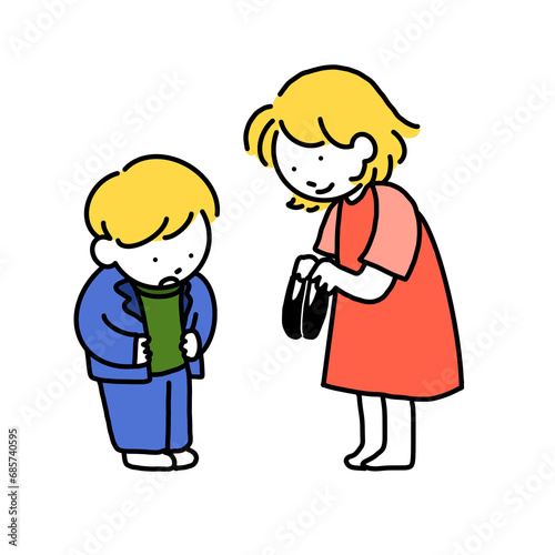 child wearing a suit with his mother