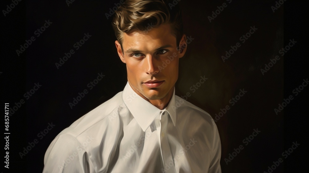 Obraz premium Handsome Gentleman with Intense Gaze - Professional Elegance