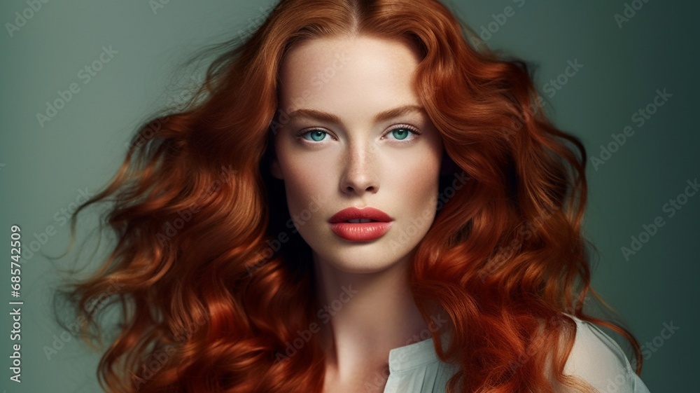 Blue-Eyed Beauty with Vibrant Red Lipstick - Fashion Portrait