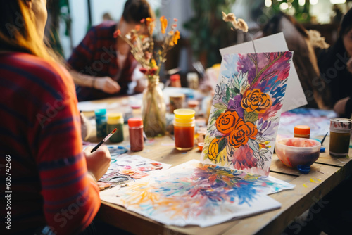 Vibrant art therapy session, showcasing the power of creative outlets in promoting emotional expression and healing for individuals with mental health challenges