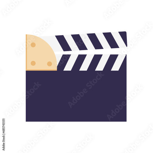 Movie clapboard for kawaii films, vector illustration