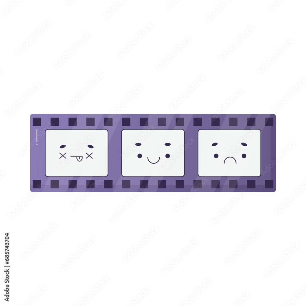 Movie tape, film, frames, characters vector illustration Movie tape, film, frames, characters vector illustration