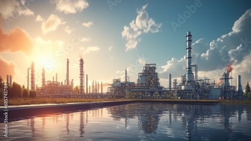 Engineers working at petrochemical and oil refinery plants