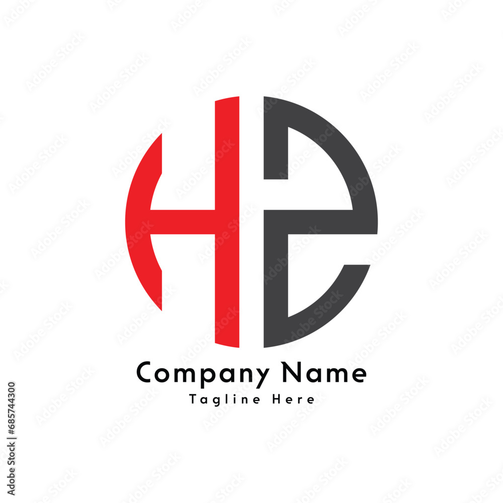 Obraz premium HZ letter round shape logo design icon