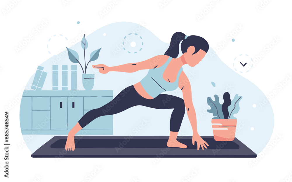 Illustration of a woman doing lunge exercise Illustration of a woman doing lunge exercise
