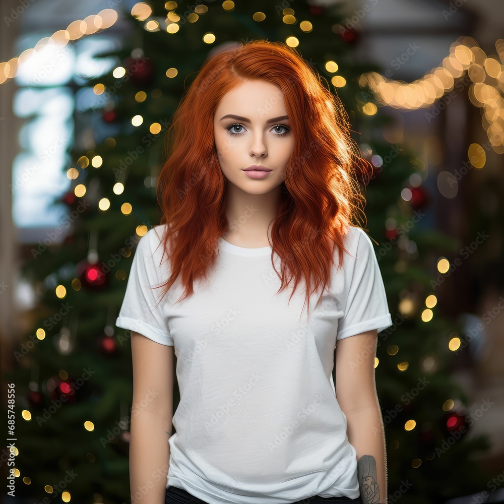 Christmas Mockup Stylish White T-shirt Model in Festive Winter Scene
Christmas Mockup Stylish White T-shirt Model in Festive Winter Scene