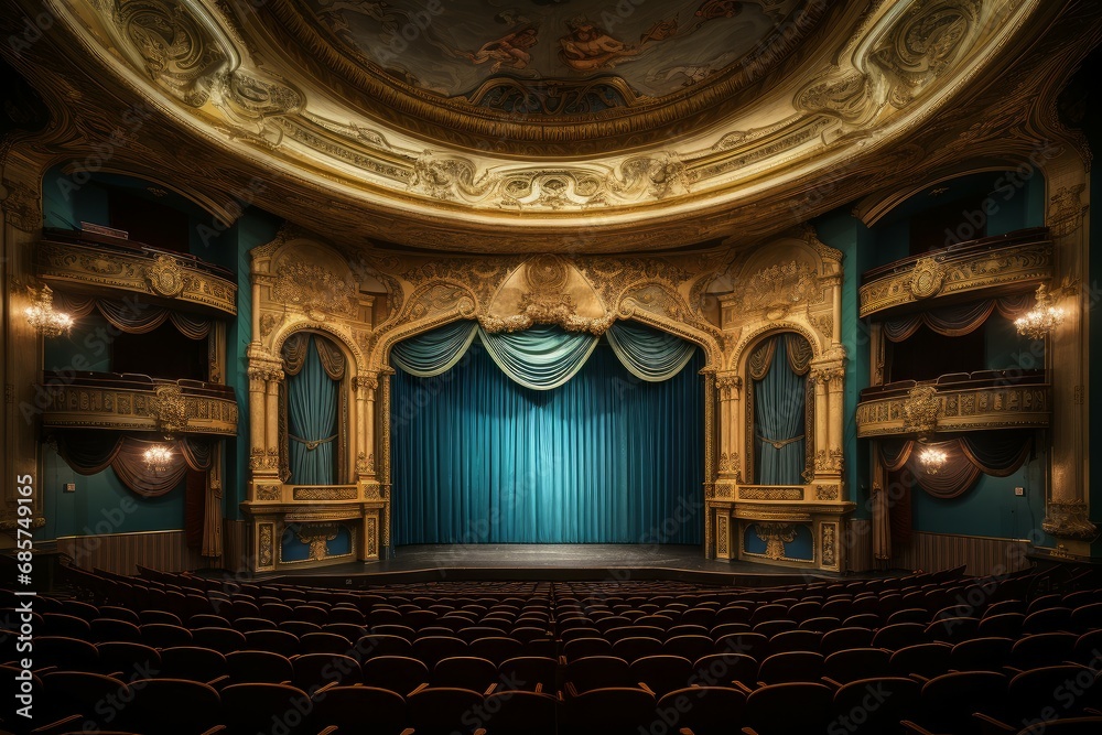 Obraz premium Grand Interior theater hall. Empty show. Generate Ai