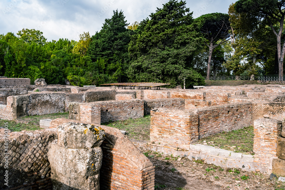ostia antica port on the Tiber in Rome. Roman Archeology site