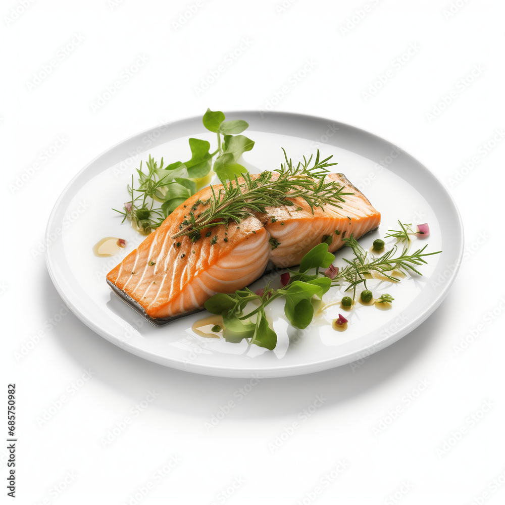 food photography. Salmon, spices, tarragon. Restaurant meal. IA Generativ food photography. Salmon, spices, tarragon. Restaurant meal. IA Generativ