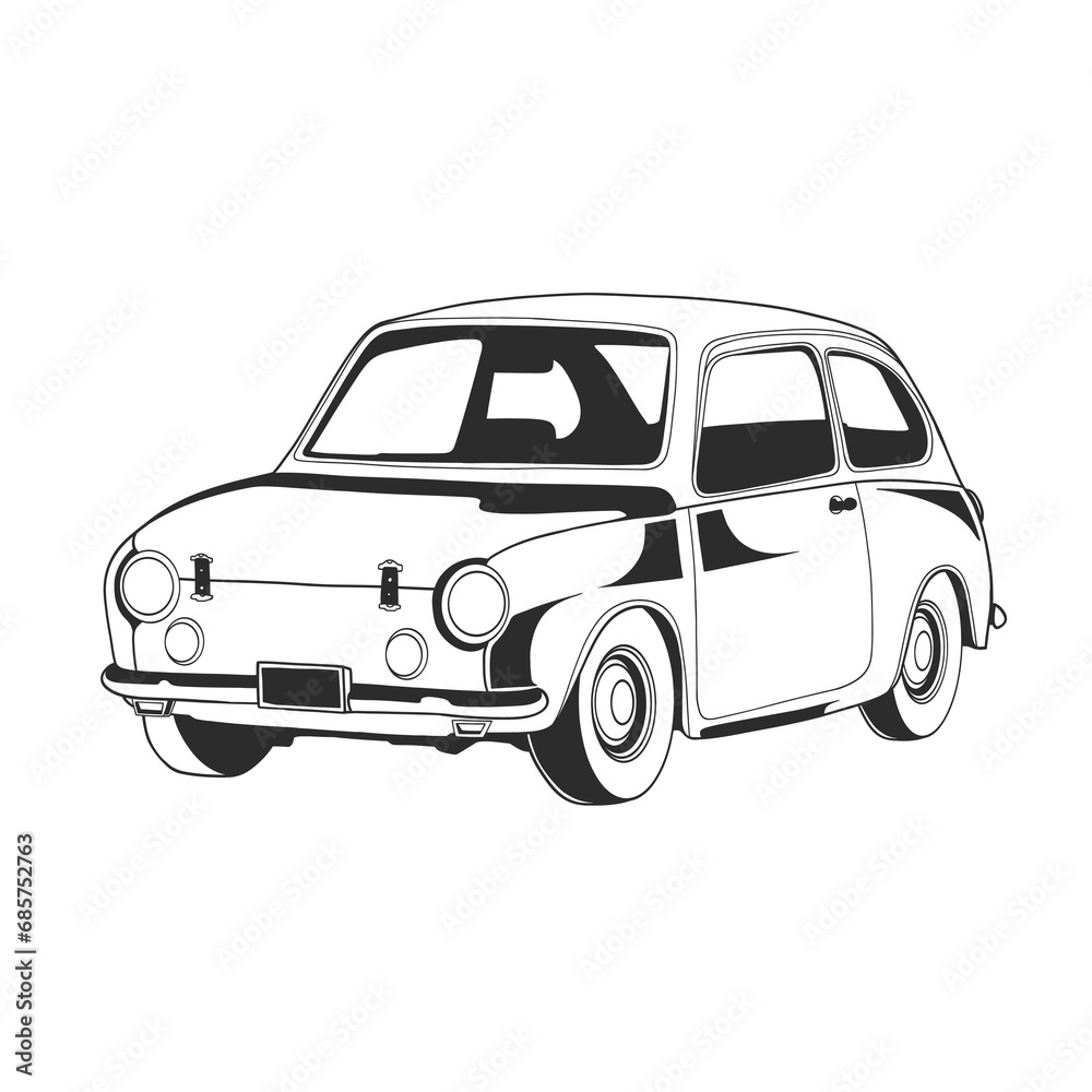 Outline illustration design of a vintage car 72