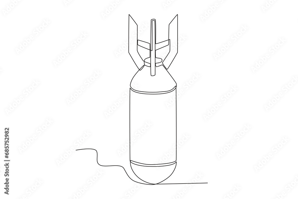 Illustration of a nuclear bomb. Nuclear weapon one-line drawing Illustration of a nuclear bomb. Nuclear weapon one-line drawing