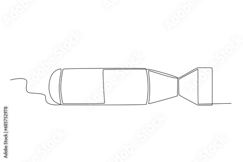 Side view of nuclear rocket. Nuclear weapon one-line drawing