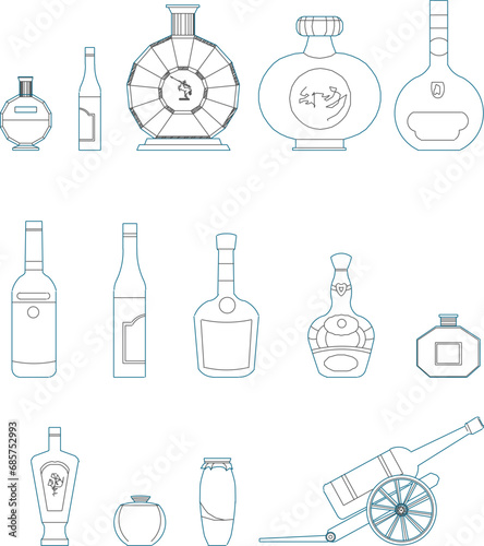 Vector sketch illustration of alcoholic drink bottle design