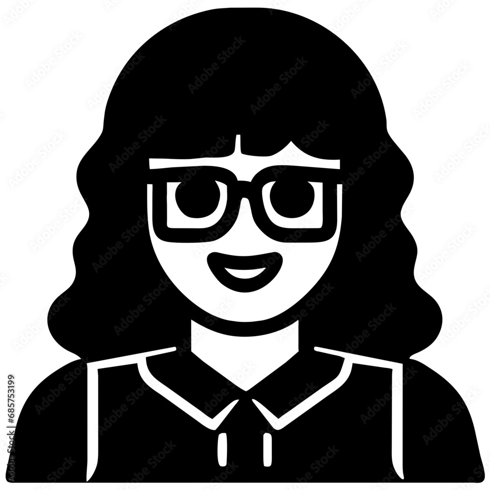Icon of a girl office worker in glasses and shirt