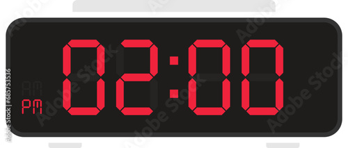 Vector flat illustration of a digital clock
