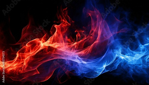 red and blue fire on balck background