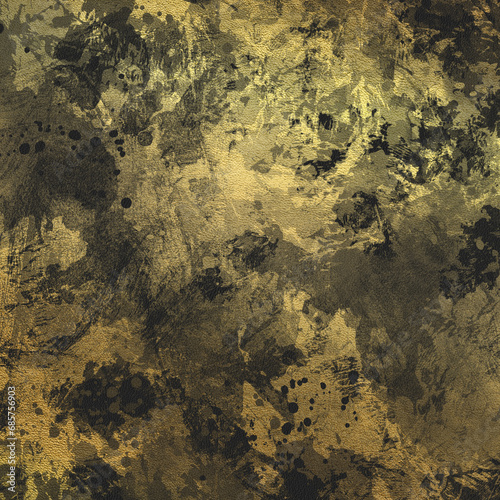Artistic black and gold background. Drawn backdrop leather texture © Julia