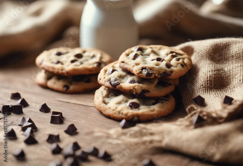 Momento Goloso- Cookies con Gocce di Cioccolato su Sacchetto di Iuta
