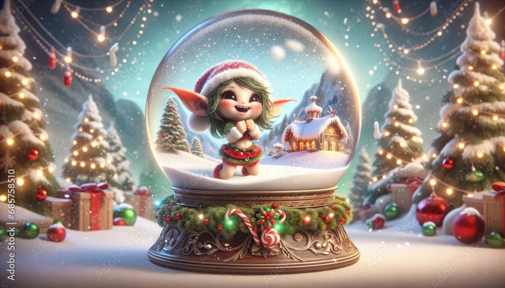 Christmas Snow Globe with Elf