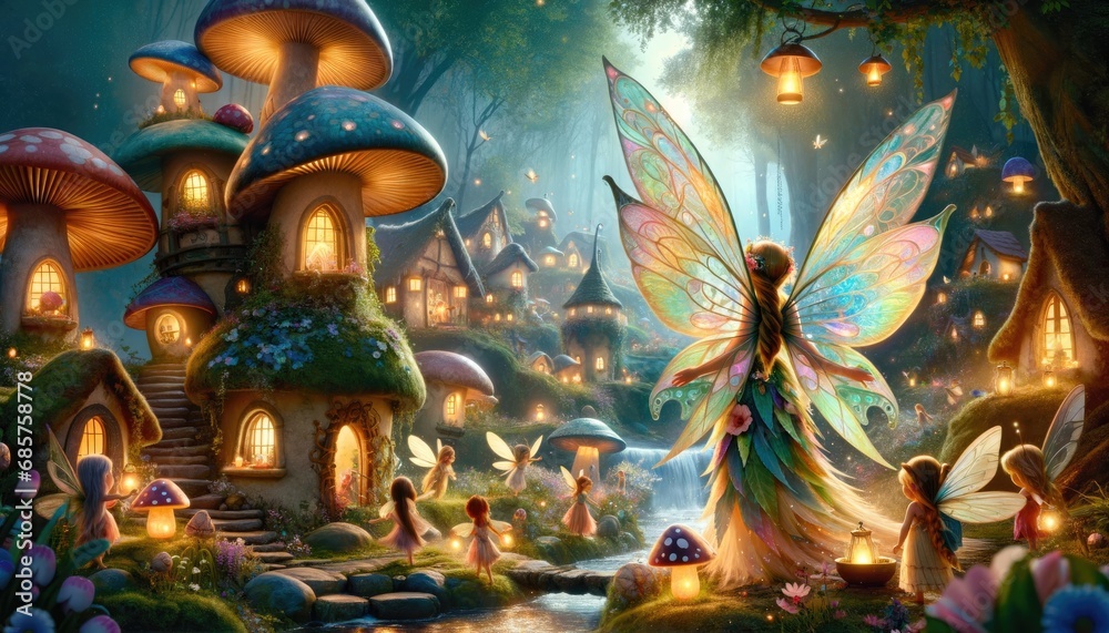 Enchanted Fairy Village at Twilight
