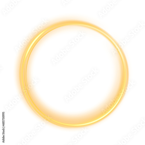 Yellow modern magic witchcraft circle with runes. Ethereal fire portal sign with strange flame spark. Decor elements for magic doctor, shaman, medium. Luminous trail effect. PNG.