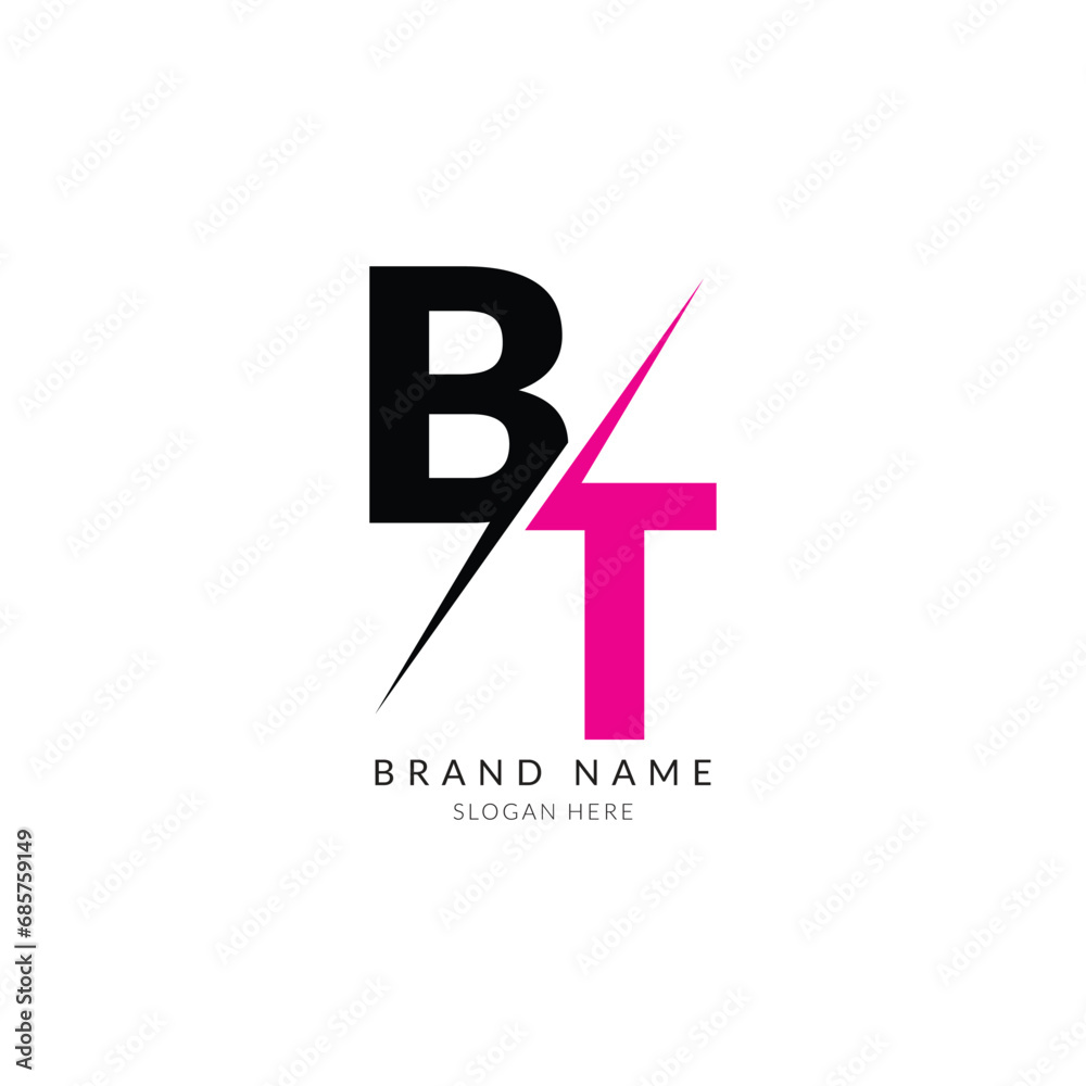 bt black pink letter logo template design. bt black pink letter logo template design.